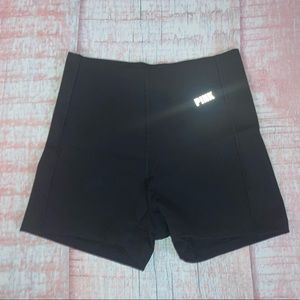 VS PINK- Compression Shorts- Solid Black w/ Sm Silver Logo, Sz: Small, NWT